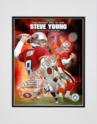 Steve Young "Class of 2005 Hall of Fame Composite" Double Matted 8" X 10" Photograph (Unframed)