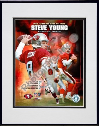 Steve Young "Class of 2005 Hall of Fame Composite" Double Matted 8" X 10" Photograph in Black Anodiz