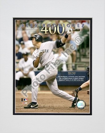 Alex Rodriguez "6/8/05 400th Career Home Run" Double Matted 8" X 10" Photograph (Unframed)