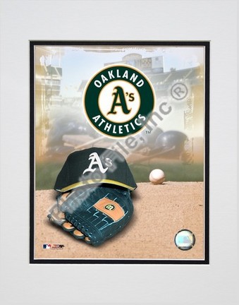 Oakland Athletics "2005 Logo / Cap and Glove" Double Matted 8" X 10" Photograph (Unframed)