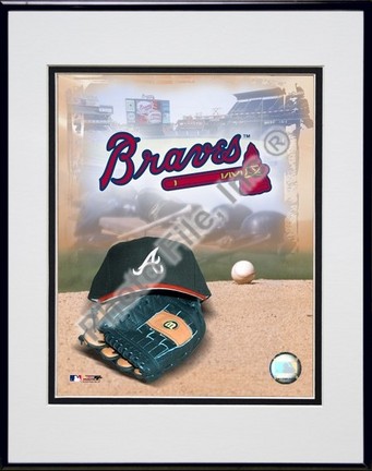 Atlanta Braves "2005 Logo / Cap and Glove" Double Matted 8" X 10" Photograph in Black Anodized Alumi