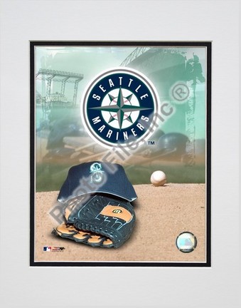 Seattle Mariners "2005 Logo / Cap and Glove" Double Matted 8" X 10" Photograph (Unframed)