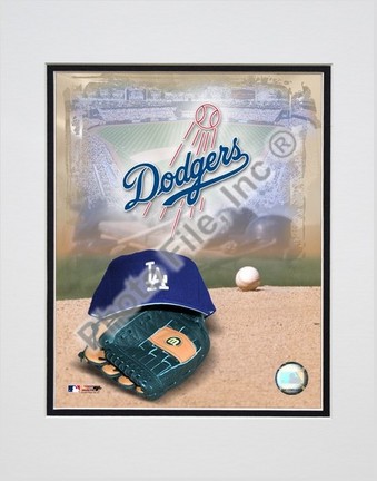 Los Angeles Dodgers "2005 Logo / Cap and Glove" Double Matted 8" X 10" Photograph (Unframed)