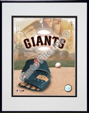 San Francisco Giants "2005 Logo / Cap and Glove" Double Matted 8" X 10" Photograph in Black Anodized