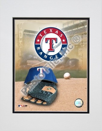 Texas Rangers "2005 Logo / Cap and Glove" Double Matted 8" X 10" Photograph (Unframed)