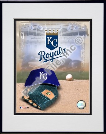 Kansas City Royals "2005 Logo / Cap and Glove" Double Matted 8" X 10" Photograph in Black Anodized A