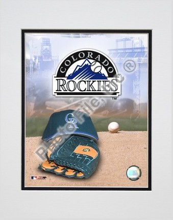 Colorado Rockies "2005 Logo / Cap and Glove" Double Matted 8" X 10" Photograph (Unframed)