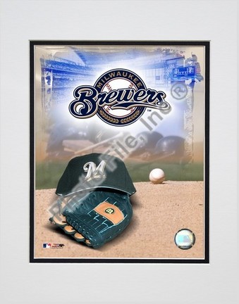 Milwaukee Brewers "2005 Logo / Cap and Glove" Double Matted 8" X 10" Photograph (Unframed)