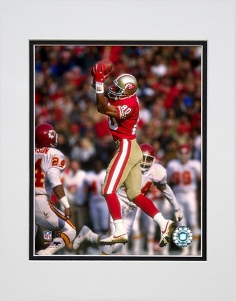 Jerry Rice "Leaping Catch" Double Matted 8" X 10" Photograph (Unframed)