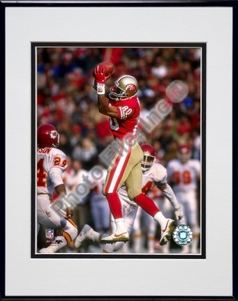 Jerry Rice "Leaping Catch" Double Matted 8" X 10" Photograph in a Black Anodized Aluminum Frame