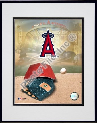 Los Angeles Angels of Anaheim "2005 Logo / Cap and Glove" Double Matted 8" X 10" Photograph in Black