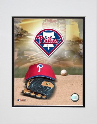 Philadelphia Phillies "2005 Logo / Cap and Glove" Double Matted 8" X 10" Photograph (Unframed)