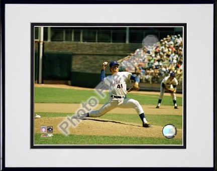 Tom Seaver "Pitching Action" Double Matted 8" X 10" Photograph in Black Anodized Aluminum Frame