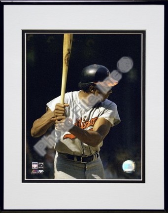 Frank Robinson "Batting Action" Double Matted 8" X 10" Photograph in Black Anodized Aluminum Frame