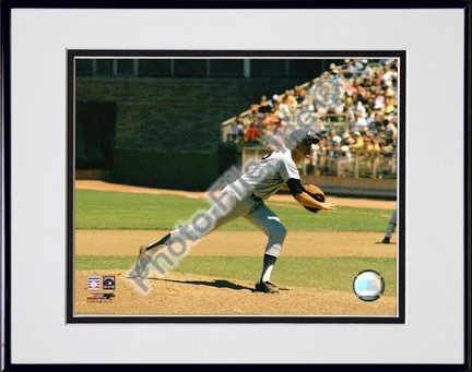 Phil Niekro "Pitching Action - Horizontal" Double Matted 8" X 10" Photograph in Black Anodized Alumi