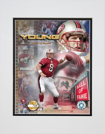 Steve Young "2005 Hall Of Fame Composite / Photo File Gold (Limited Edition)" Double Matted 8" X 10"