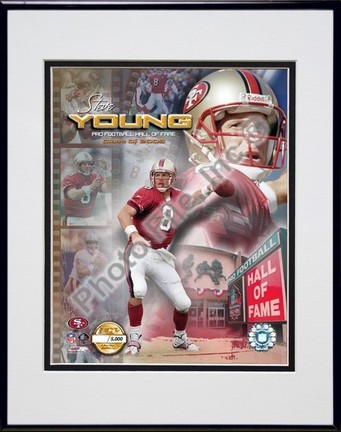 Steve Young "2005 Hall Of Fame Composite / Photo File Gold (Limited Edition)" Double Matted 8" X 10"