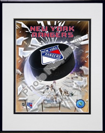 New York Rangers "2005 Logo / Puck" Double Matted 8" X 10" Photograph in Black Anodized Aluminum Fra