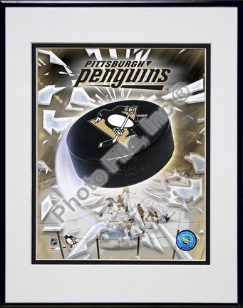 Pittsburgh Penguins "2005 Logo / Puck" Double Matted 8" X 10" Photograph in Black Anodized Aluminum 