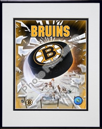 Boston Bruins "2005 Logo / Puck" Double Matted 8" X 10" Photograph in Black Anodized Aluminum Frame