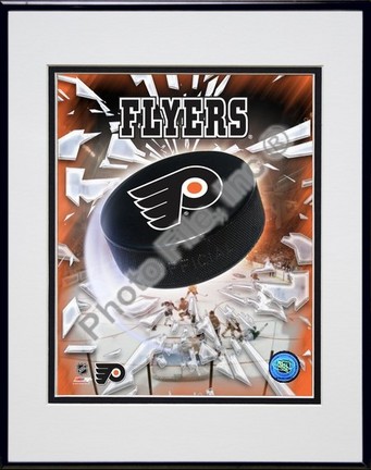 Philadelphia Flyers "2005 Logo / Puck" Double Matted 8" X 10" Photograph in Black Anodized Aluminum 