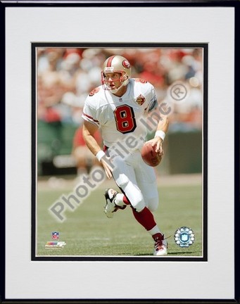 Steve Young "Rolling Out" Double Matted 8" X 10" Photograph in Black Anodized Aluminum Frame
