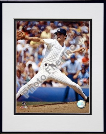 Ron Guidry "Pitching Action" Double Matted 8" X 10" Photograph in Black Anodized Aluminum Frame