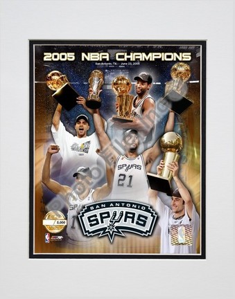 San Antonio Spurs "2004 - 2005 NBA Champions / Composite Photo File Gold" Double Matted 8" X 10" Pho