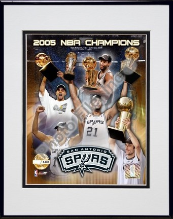 San Antonio Spurs "2004 - 2005 NBA Champions / Composite Photo File Gold" Double Matted 8" X 10" Pho