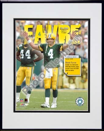 Brett Favre "50,000 Yard Club" Double Matted 8" X 10" Photograph in Black Anodized Aluminum Frame
