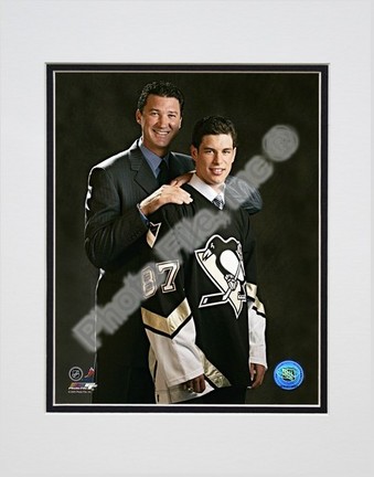 Sidney Crosby and Mario Lemieux "2005 Draft Day" Double Matted 8" X 10" Photograph (Unframed)