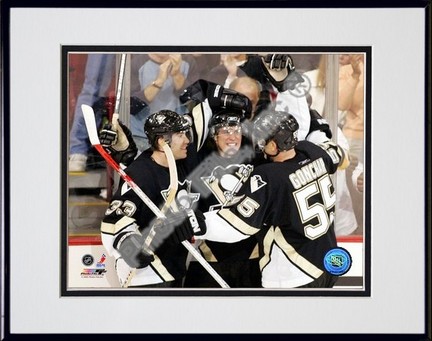 Sidney Crosby "1st Goal / Celebration" Double Matted 8" X 10" Photograph in Black Anodized Aluminum 