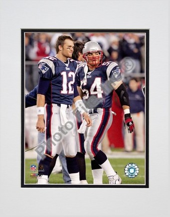 Tom Brady and Tedy Bruschi "New England Patriots 2005 Return" Double Matted 8" X 10" Photograph (Unf