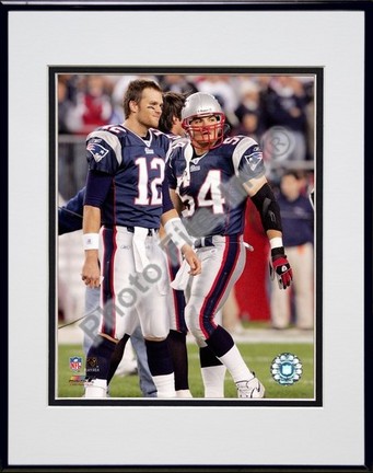 Tom Brady and Tedy Bruschi "New England Patriots 2005 Return" Double Matted 8" X 10" Photograph in B