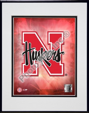 Nebraska Cornhuskers Logo Double Matted 8” x 10” Photograph in Black Anodized Aluminum Frame