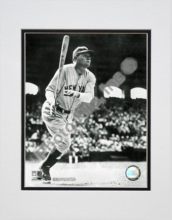 Babe Ruth "Batting Action - Starting to Run" Double Matted 8" x 10" Photograph (Unframed)