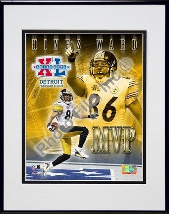 Hines Ward "Super Bowl XL MVP (#13)" Double Matted 8" x 10" Photograph in Black Anodized Aluminum Fr