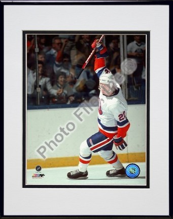 Mike Bossy "Celebration" Double Matted 8" x 10" Photograph in Black Anodized Aluminum Frame