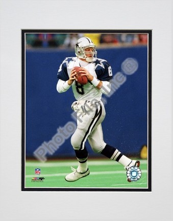 Troy Aikman "Dropping Back" Double Matted 8" x 10" Photograph (Unframed)