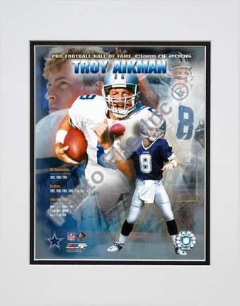 Troy Aikman "Hall of Fame Legends #2" Double Matted 8" x 10" Photograph (Unframed)
