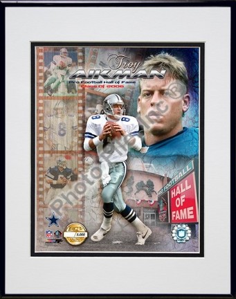 Troy Aikman 2006 "Dallas Cowboys Hall of Fame Photo File Gold" Double Matted 8" x 10" Photograph Bla