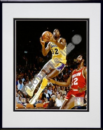 Magic Johnson "Action" Double Matted 8" x 10" Photograph Black Anodized Aluminum Frame