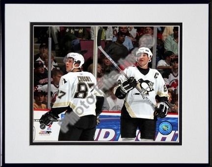 Sidney Crosby and Mario Lemieux 2005 / 2006 "Group Shot" Double Matted 8" x 10" Photograph Black Ano