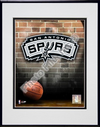 San Antiono Spurs "2006 Logo" Double Matted 8" X 10" Photograph in a Black Anodized Aluminum Frame