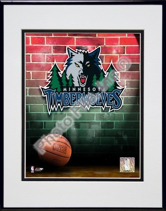 Minnesota Timberwolves "2006 Logo" Double Matted 8" X 10" Photograph in a Black Anodized Aluminum Fr