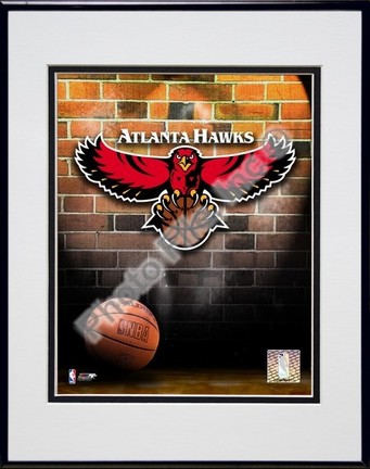 Atlanta Hawks "2006 Logo" Double Matted 8" X 10" Photograph in a Black Anodized Aluminum Frame