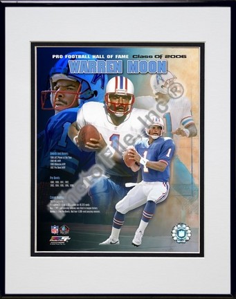 Warren Moon "2006 Hall Of Fame Legends Composite" Double Matted 8" X 10" Photograph in a Black Anodi