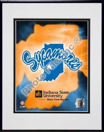 Indiana State Sycamores Logo Double Matted 8" X 10" Photograph in Black Anodized Aluminum Frame