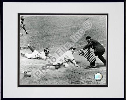 Babe Ruth "Sliding Into Home" Double Matted 8" X 10" Photograph in Black Anodized Aluminum Frame