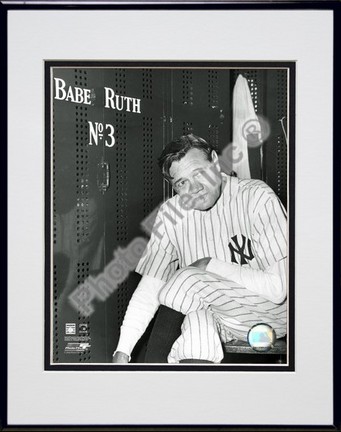 Babe Ruth "Farewell Game / Locker Room" Double Matted 8" X 10" Photograph in Black Anodized Aluminum
